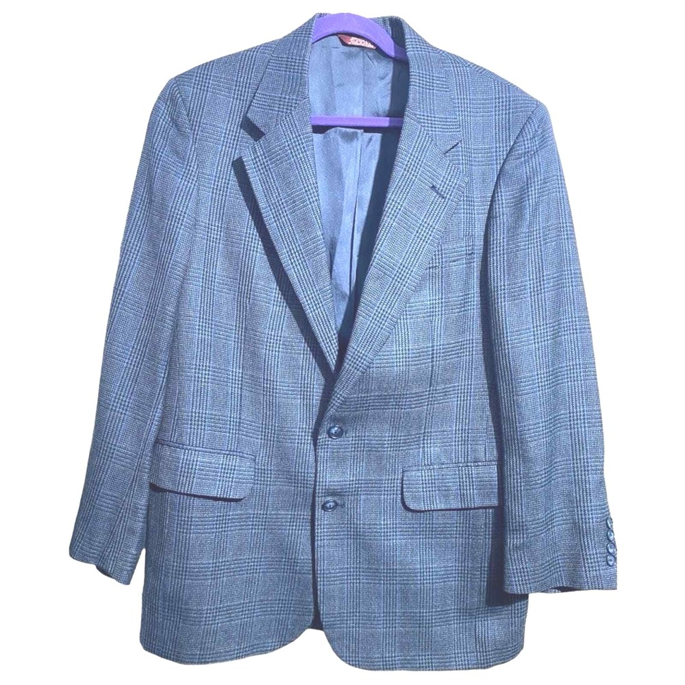 Corbin black and blue glen-check two button sport coat blazer suit jacket 44